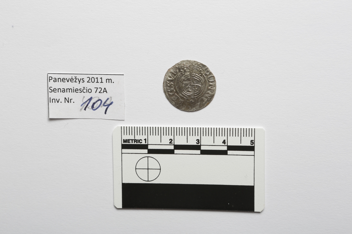 Švedija. Gustavas Adolfas. 1624 m. Pusantrokas. Sidabras. Ø 19 mm, Panevėžys, Panevėžys, Perkasa Nr. 1, Kapas Nr. 62