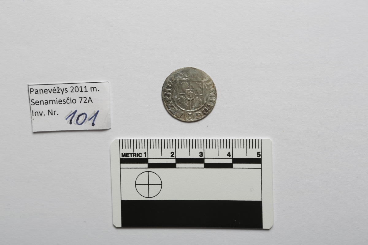 LDK. Žygimantas Vaza. Pusantrokas. 1623 m. Sidabras. Ø 19 mm, Panevėžys, Perkasa Nr. 1, Kapas Nr. 62