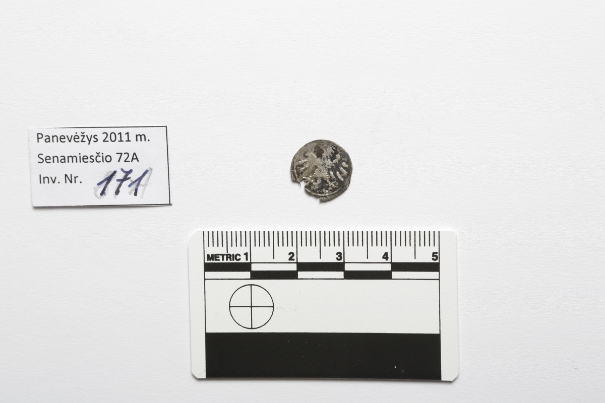 LDK. Aleksandras. Denaras. 1623 m. Sidabras. Ø 13 mm, Panevėžys, Perkasa Nr. 2, Kapas Nr. 175