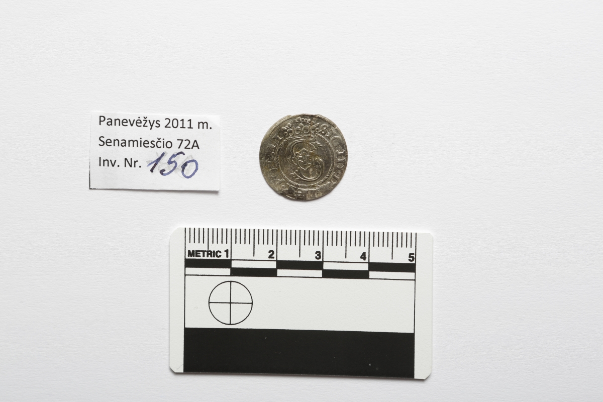 Livonija. Žygimantas Vaza. Šilingas. 1595 m. Bilonas. Ø 19 mm, Panevėžys, Perkasa Nr. 2, Kapas Nr. 112